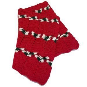Christmas Newborn Crochet Knit Chevron 45” X 30” Red Green White